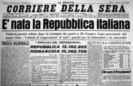 Corriere della Sera 2 Giugno 1946 sulla storia Festa della Repubblica