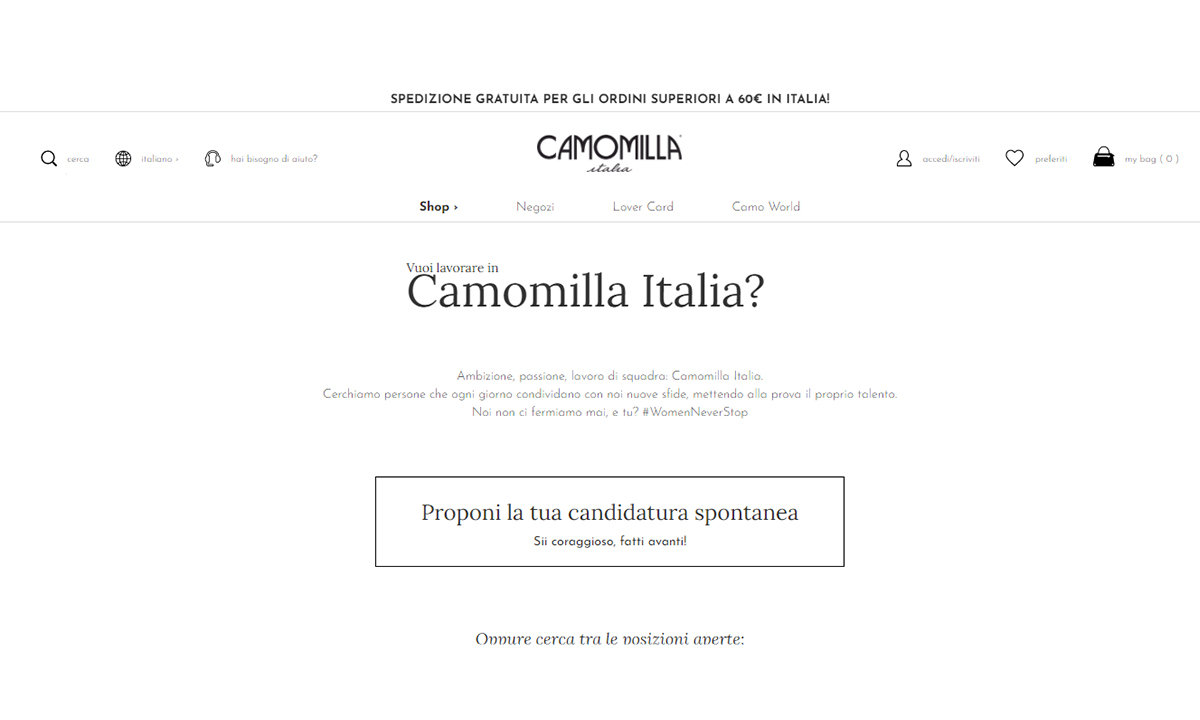 Lavorare per Camomilla